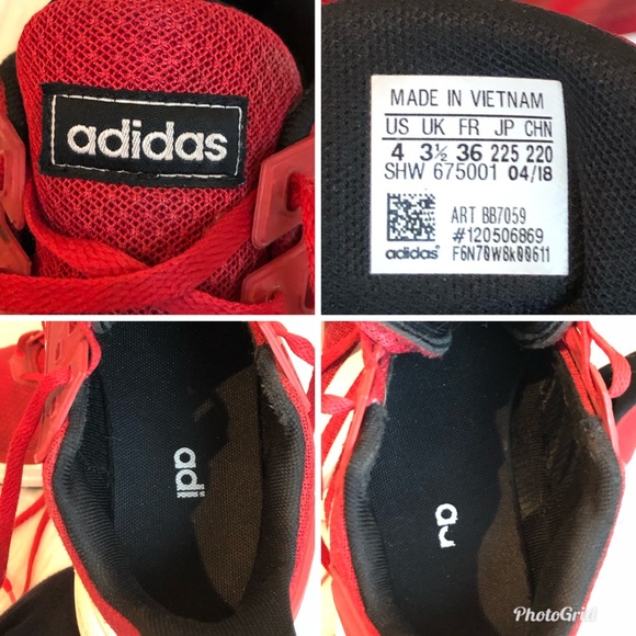 Adidas Red SHW 675001 Cloudfoam Running Sneaker Shoe, size 4 - Picture 8 of 8